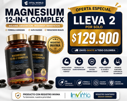 Vital World MAGNESIO 12 en 1 - Combo X 2