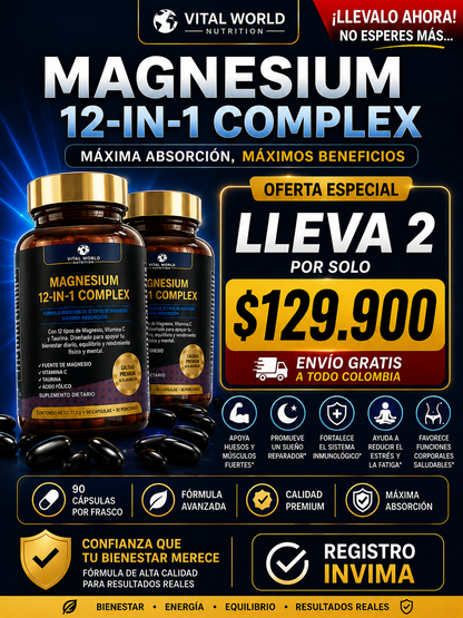 Vital World MAGNESIO 12 en 1 - Combo X 2